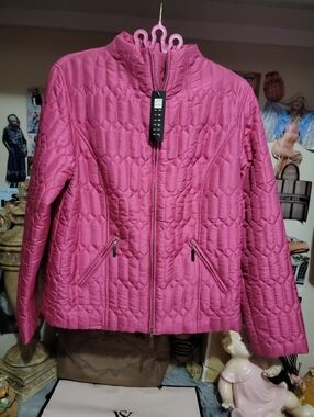 NWT Silk Pink Puffer Jacket Carole Little